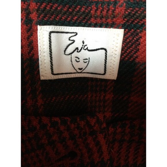 Vintage EVA Women Plaid Button Front Blazer Jacket Wool Blend Flower Brooch - Picture 6 of 6